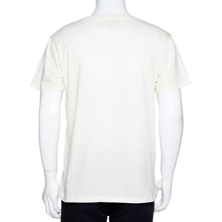 Pre Owned Gucci Cream Cotton Dapper Dan Round Neck T Shirt M 