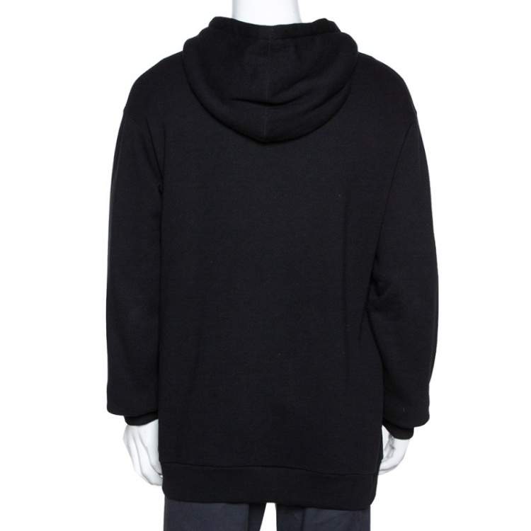 Pre Owned Gucci Black Dapper Dan Print Cotton Hooded Sweatshirt M