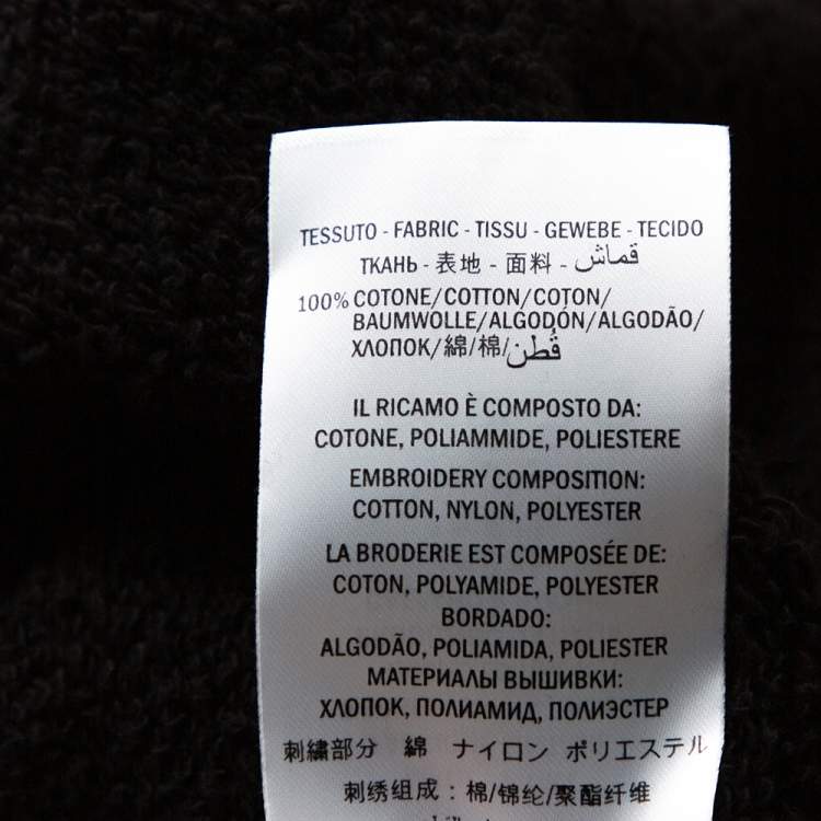Pre Owned Gucci Black Floral Embroidered Cotton Distressed Hooded Sweatshirt L