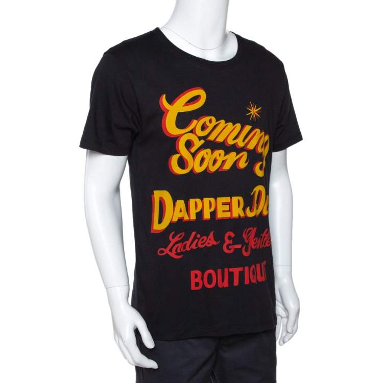 Pre Owned Gucci Black Cotton Dapper Dan Oversized Crew Neck T Shirt M