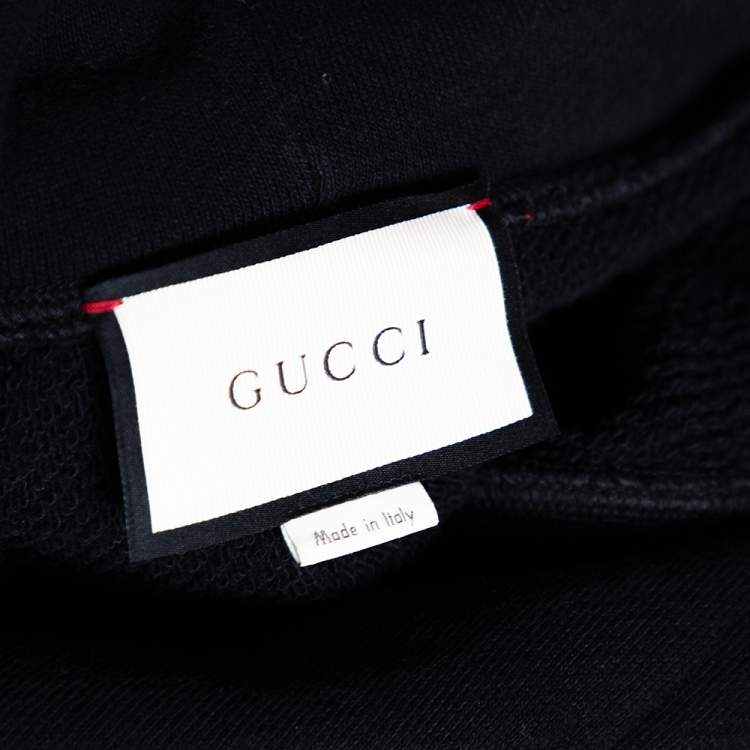 مملوكة مسبقًا Gucci Black Vintage Logo Print Cotton Hooded Sweatshirt M