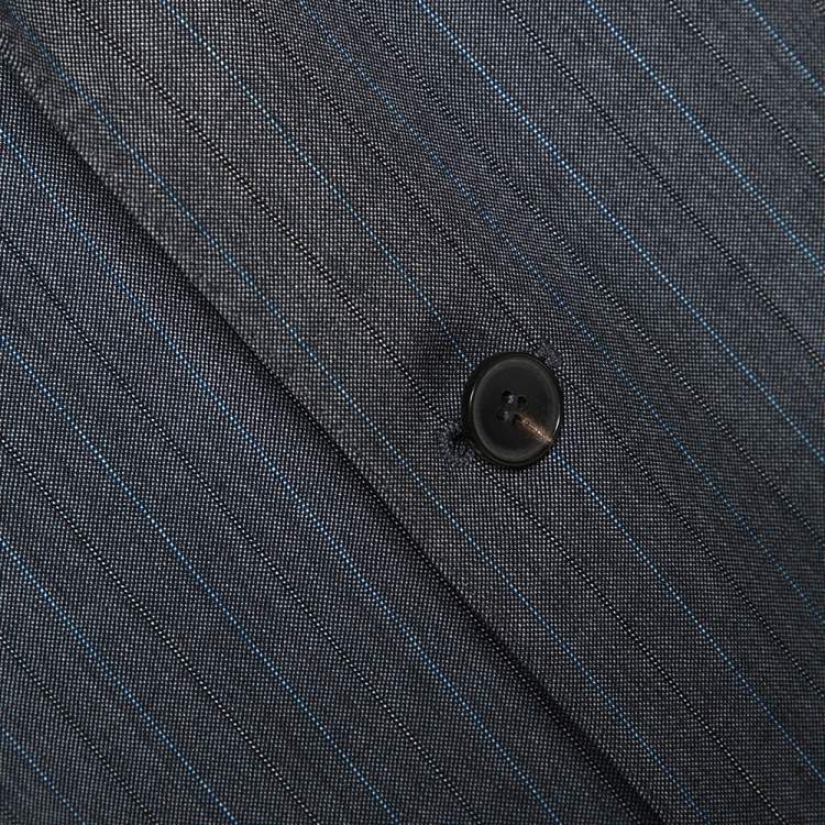 Pre Owned Gucci Grey Pin Striped Wool Tailored Suit XXL