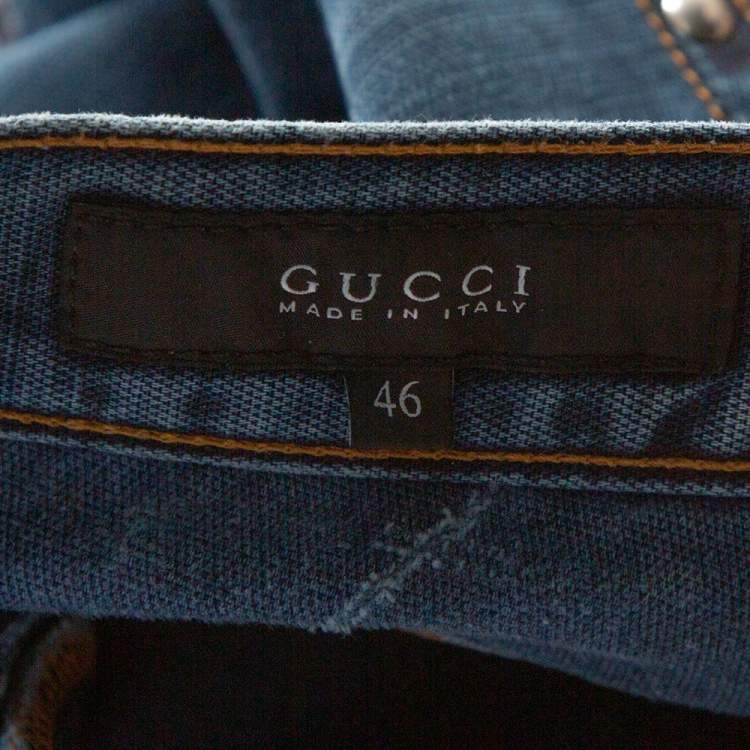 Pre Owned Gucci Blue Light Washed Denim Straight Leg Jeans S