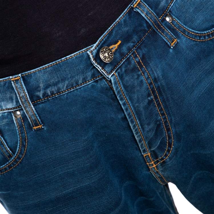 Pre Owned Gucci Blue Light Washed Denim Straight Leg Jeans S
