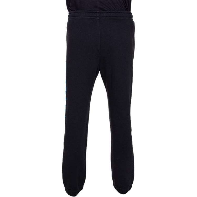Pre Owned Gucci Black Knit Contrast Vertical Logo Print Track Pants M