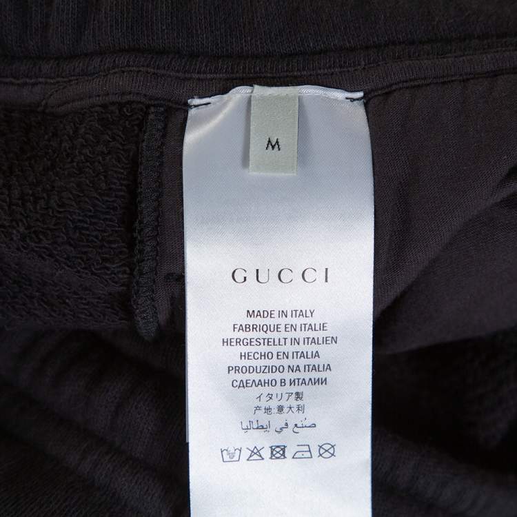 Pre Owned Gucci Black Knit Contrast Vertical Logo Print Track Pants M