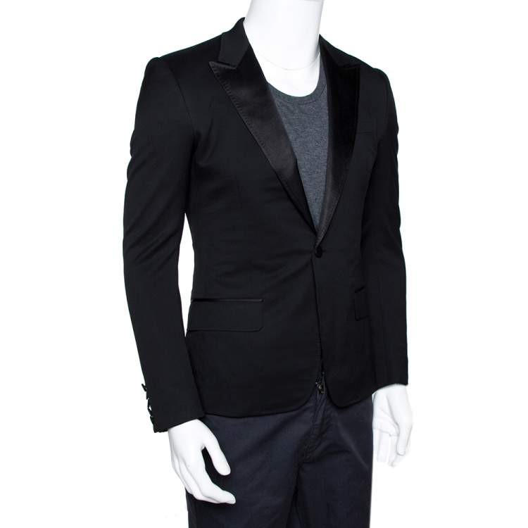 Pre Owned Gucci Black Wool Tuxedo Blazer XS