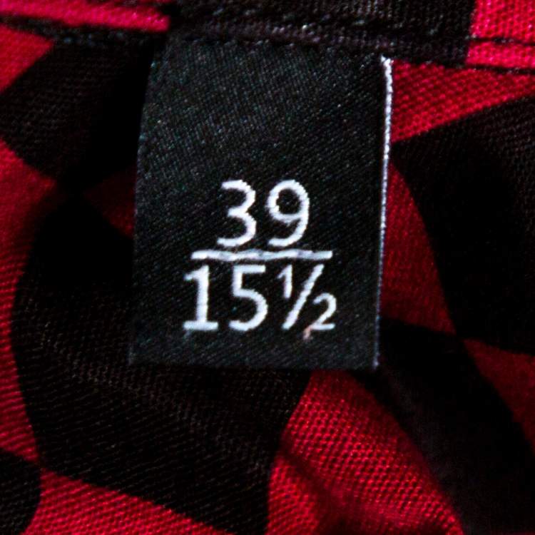 Pre Owned Gucci Red & Black Checkered Cotton Long Sleeve Slim Fit Shirt M 