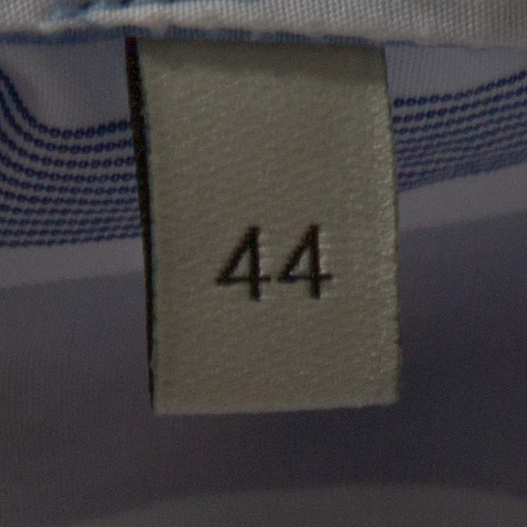 Pre Owned Gucci Blue Striped Cotton Oversized Half Placket Shirt S