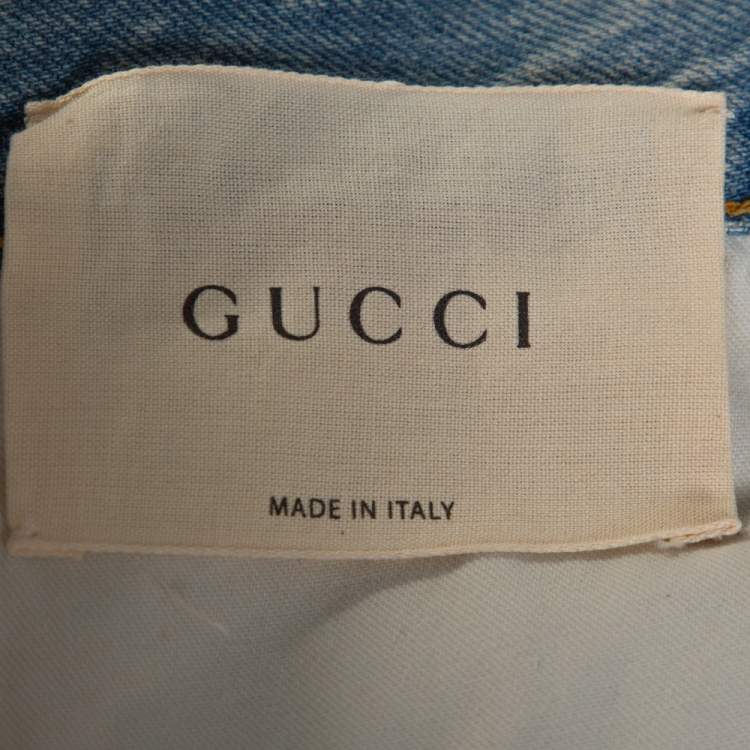 Pre Owned Gucci Pale Blue Heavy Washed Denim Slim Fit Jeans XL