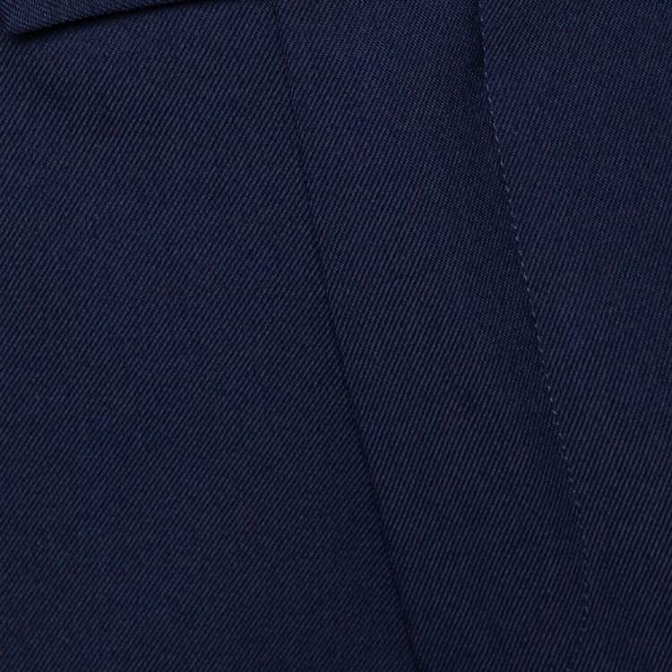 Pre Owned Gucci Navy Blue Wool Blend 70s Tailored Trousers L