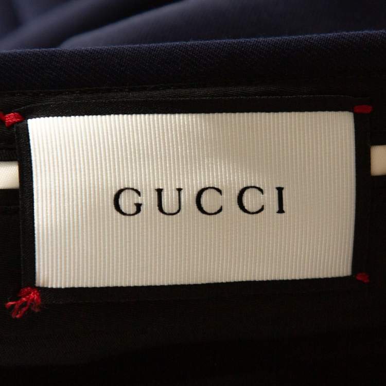 Pre Owned Gucci Navy Blue Wool Blend 70s Tailored Trousers L
