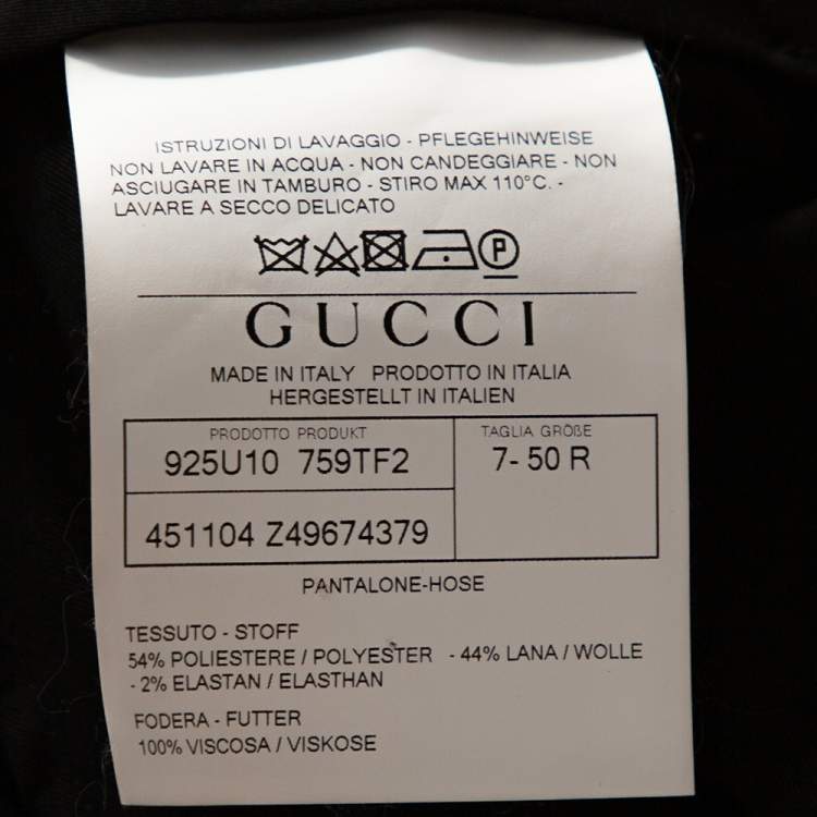 Pre Owned Gucci Navy Blue Wool Blend 70s Tailored Trousers L