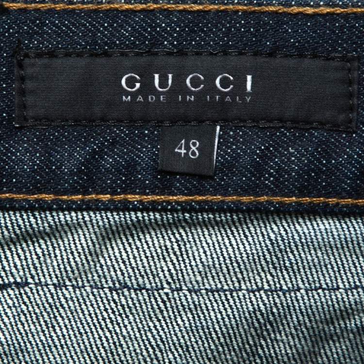 Pre Owned Gucci Navy Blue Dark Wash Denim Straight Fit Jeans M
