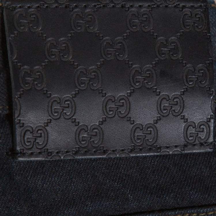 Pre Owned Gucci Navy Blue Dark Wash Denim Straight Fit Jeans M