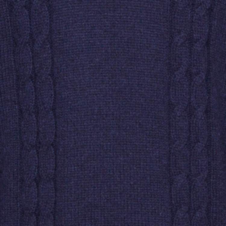 مملوكة مسبقًا Gucci Navy Blue Cashmere Wool Logo Embroidered Roll Neck Sweater M