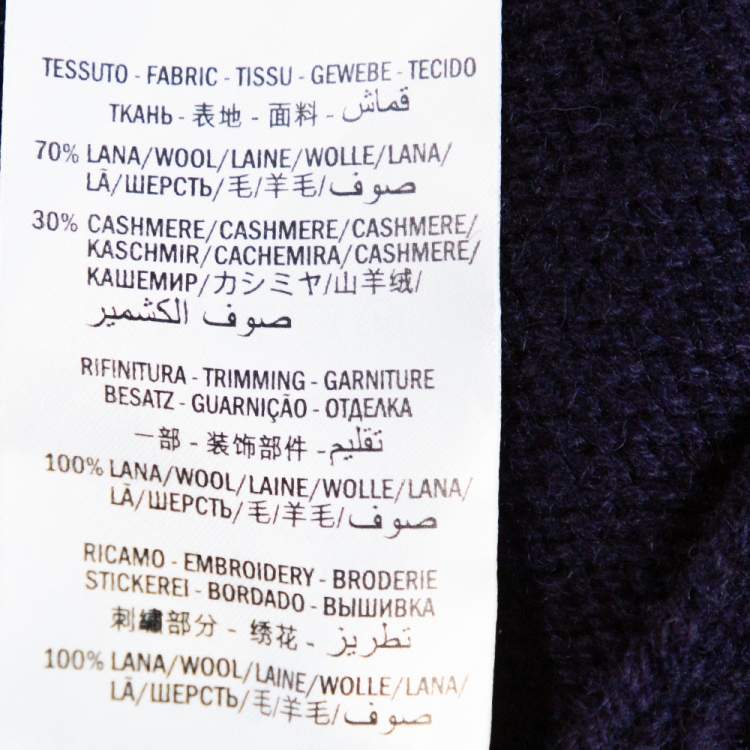 مملوكة مسبقًا Gucci Navy Blue Cashmere Wool Logo Embroidered Roll Neck Sweater M
