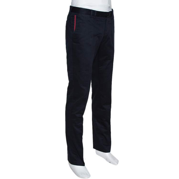 Pre Owned Gucci Navy Blue Cotton Tailored Regular Fit Trousers M