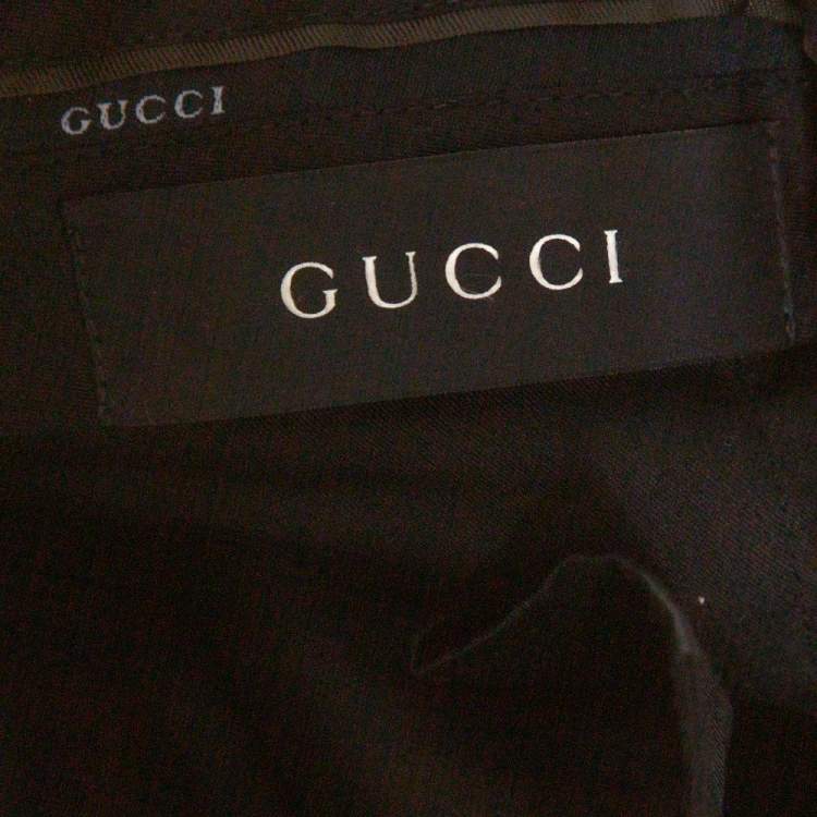 Pre Owned Gucci Navy Blue Cotton Tailored Regular Fit Trousers M