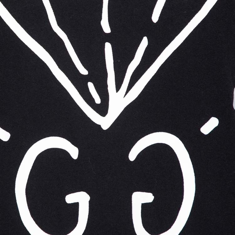 مملوكة مسبقًا Gucci Black Guccighost Print Cotton Crew Neck T-Shirt S