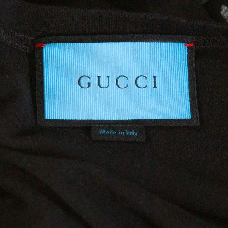 مملوكة مسبقًا Gucci Black Guccighost Print Cotton Crew Neck T-Shirt S
