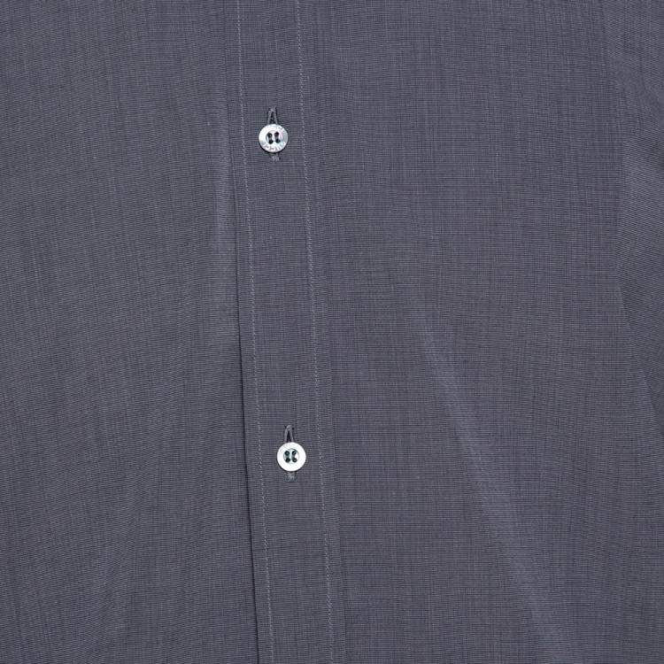 Pre Owned Gucci Dark Grey Cotton Button Front Shirt M