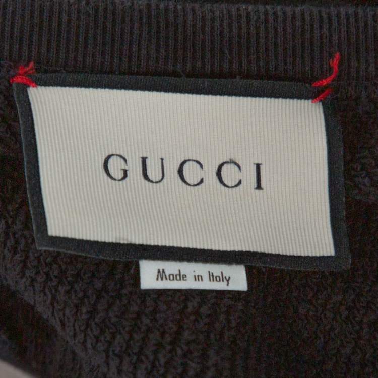 Pre Owned Gucci Black Vintage Logo Print Cotton Distressed Effect Sweatshirt S