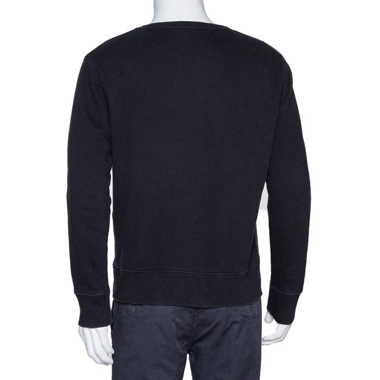 Pre Owned Gucci Black Vintage Logo Print Cotton Distressed Effect Sweatshirt S