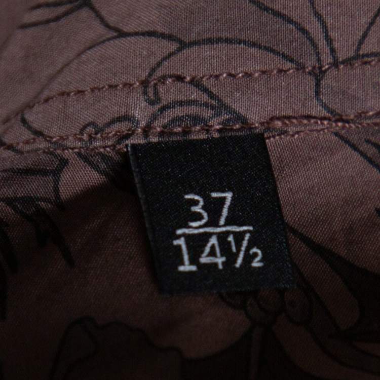Pre Owned Gucci Deep Taupe Floral Print Cotton Skinny Fit Shirt XS