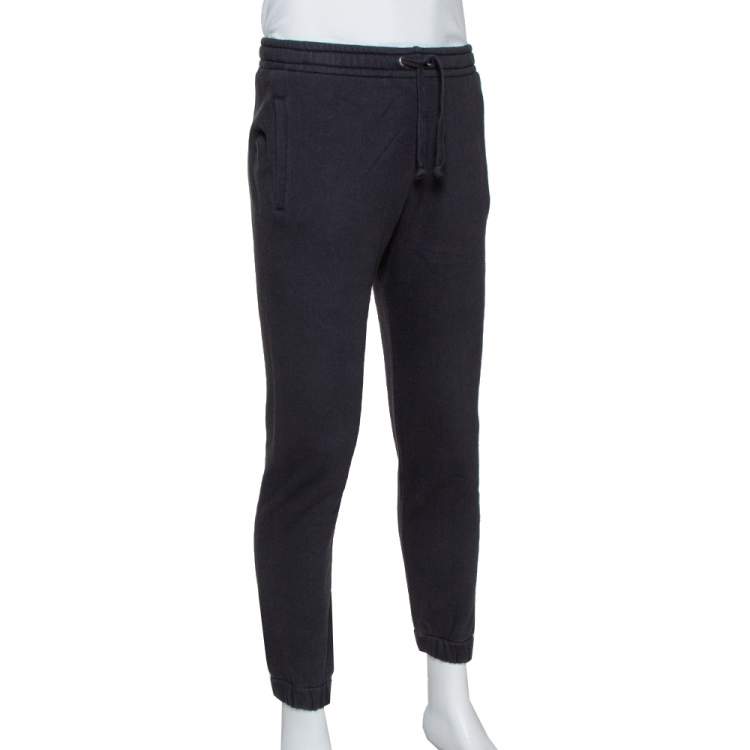 Pre Owned Gucci Black Logo Print Washed Cotton Jogging Pants XS