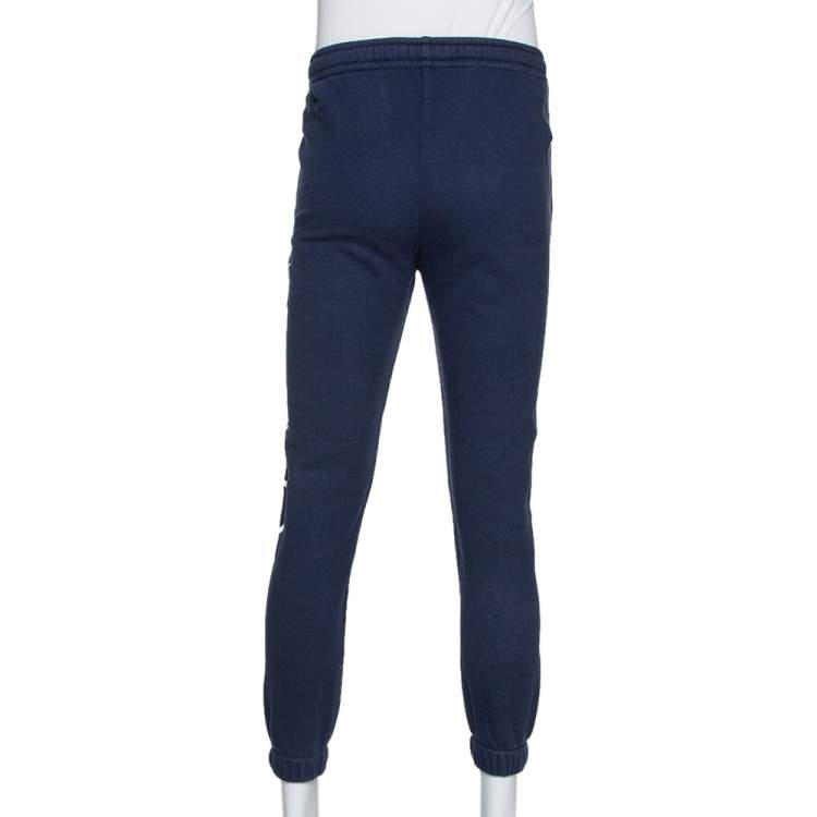 Pre Owned Gucci Navy Blue Cotton NY Logo Jogger Pants S