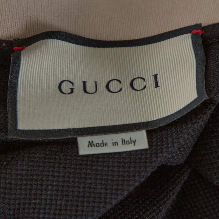 Pre Owned Gucci Black Cotton Pique Webstripe Logo Detail Polo T Shirt M