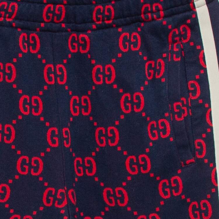 Pre Owned Gucci Navy Blue Knit GG Jacquard Fitted Joggers XS