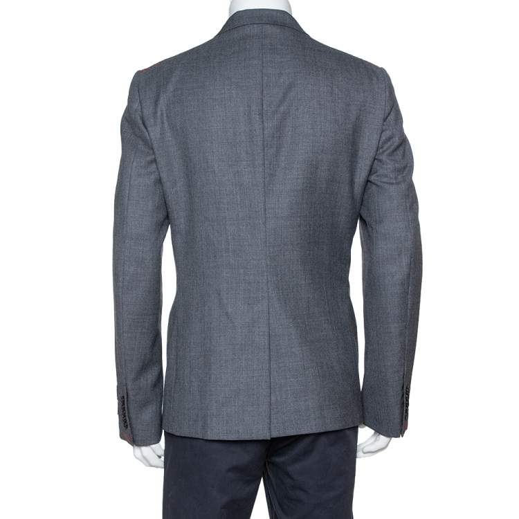 Pre Owned Gucci Grey Wool Stitch Detail New Signoria Jacket XXL