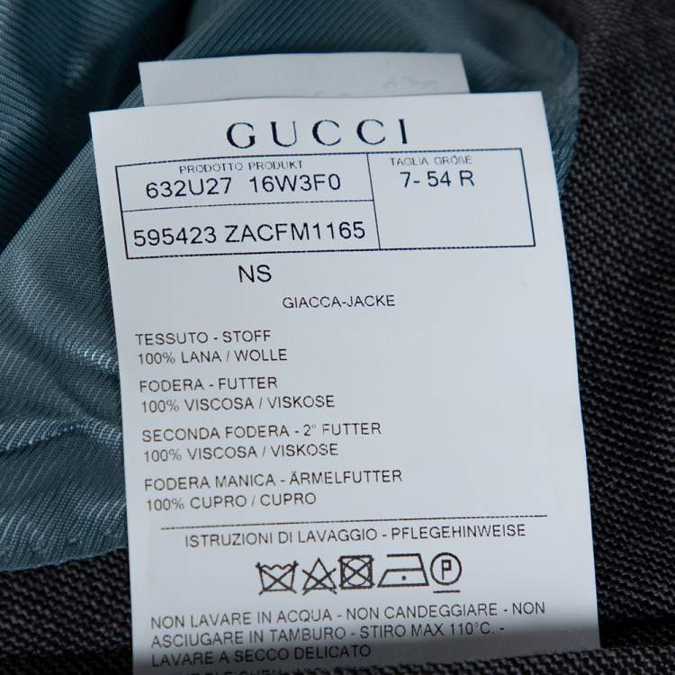 Pre Owned Gucci Grey Wool Stitch Detail New Signoria Jacket XXL