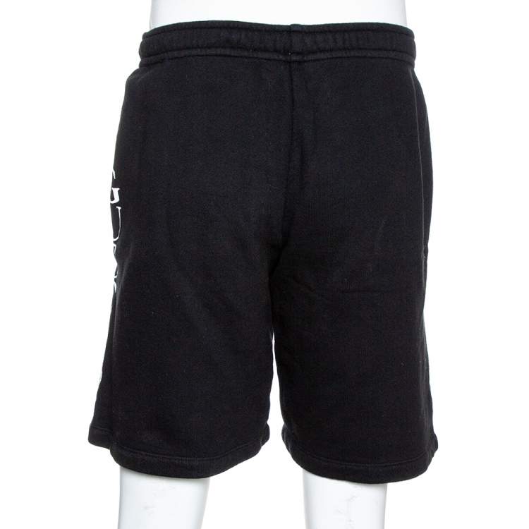 Pre Owned Gucci Black Logo Print Cotton Jersey Shorts M