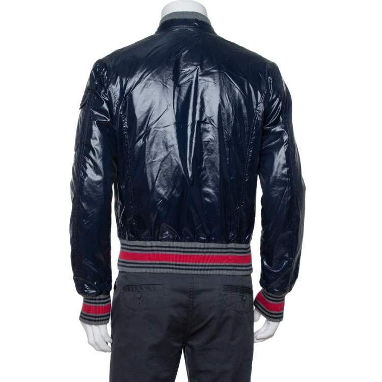 مملوكة مسبقًا Gucci Navy Blue Zip Front Bomber Jacket S