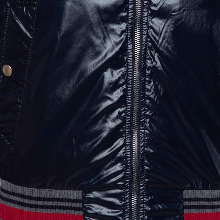 مملوكة مسبقًا Gucci Navy Blue Zip Front Bomber Jacket S
