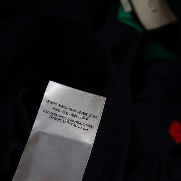 Pre Owned Gucci Navy Blue Wool Multi Motif V-Neck Jumper XL