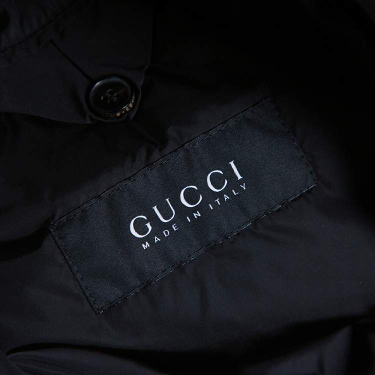 مملوكة مسبقًا Gucci Black Rib Trim Zip Up Bomber Jacket S