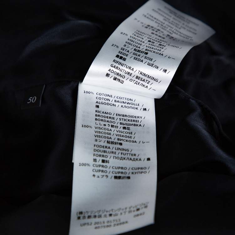 Pre Owned Gucci Black Satin Eagle Embroidered Bomber Jacket L