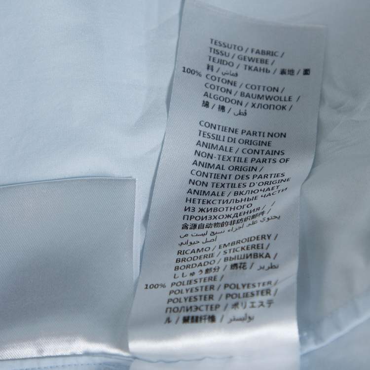 Pre Owned Gucci Light Blue Cotton Bee Appliqued Collar Slim Fit Shirt XL
