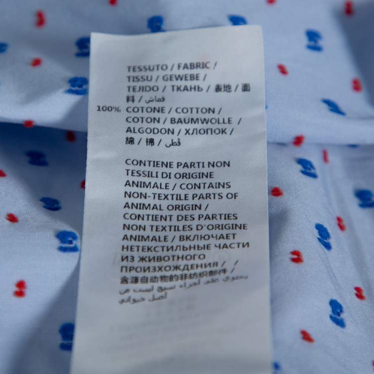 Pre Owned Gucci Liight Blue Cotton G Dot Fil Coupé Slim Fit Shirt XXL