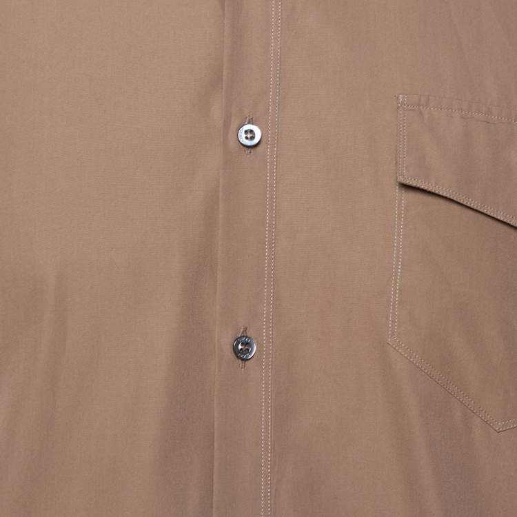 Pre Owned Gucci Khaki Cotton Contrast Patch Long Sleeve Duke Shirt L