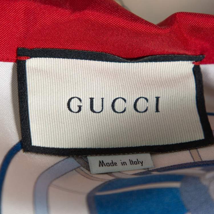 مملوكة مسبقًا Gucci Cream Nautical Print Silk Oversized Bowling Shirt M