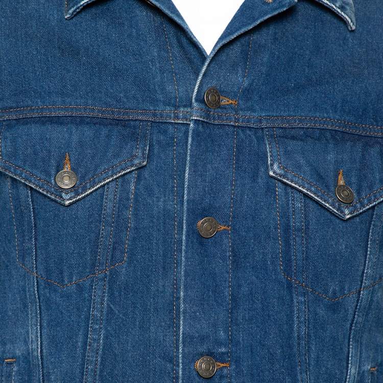 Pre Owned Gucci Blue Tiger Embroidered Denim Jacket M
