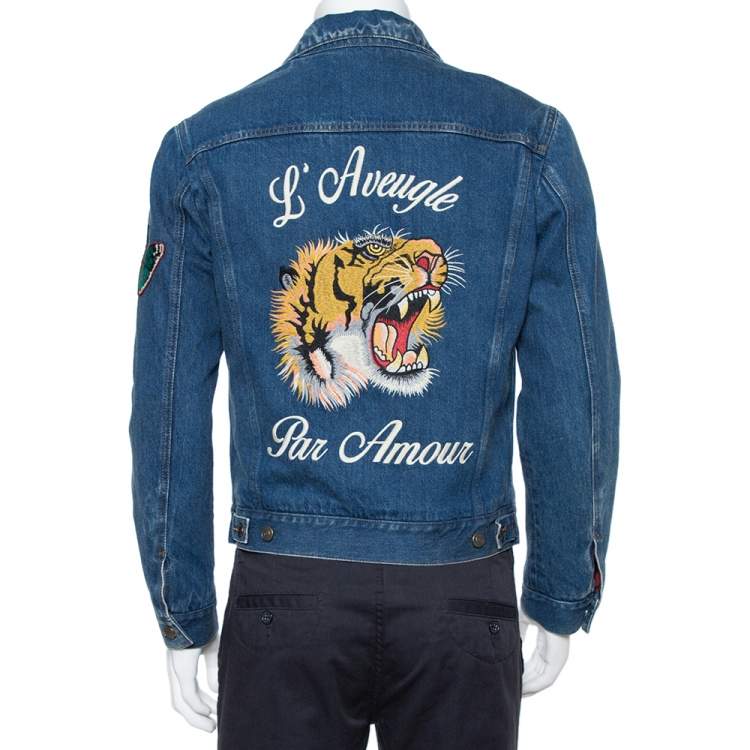 mørkere forgænger Uendelighed Gucci Blue Tiger Embroidered Denim Jacket M Gucci | TLC
