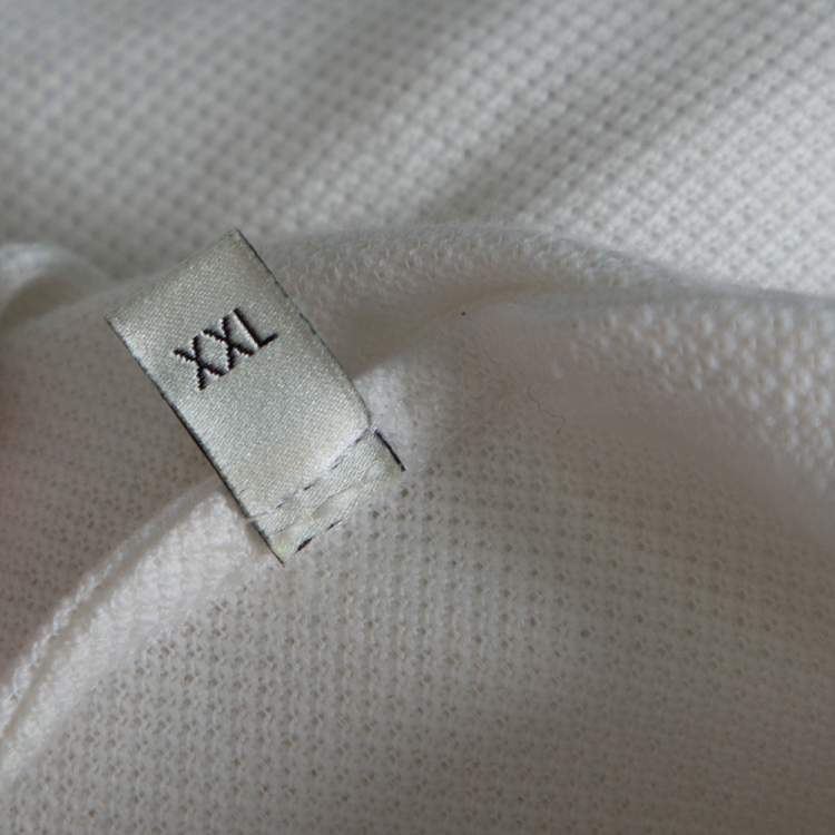 Pre Owned Gucci White Cotton Pique Tiger Web Collar Polo T-Shirt XXL