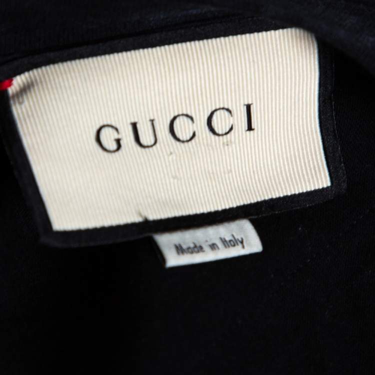 Pre Owned Gucci Black Distressed Cotton Loved Stud Embellished Logo Jersey T Shirt S