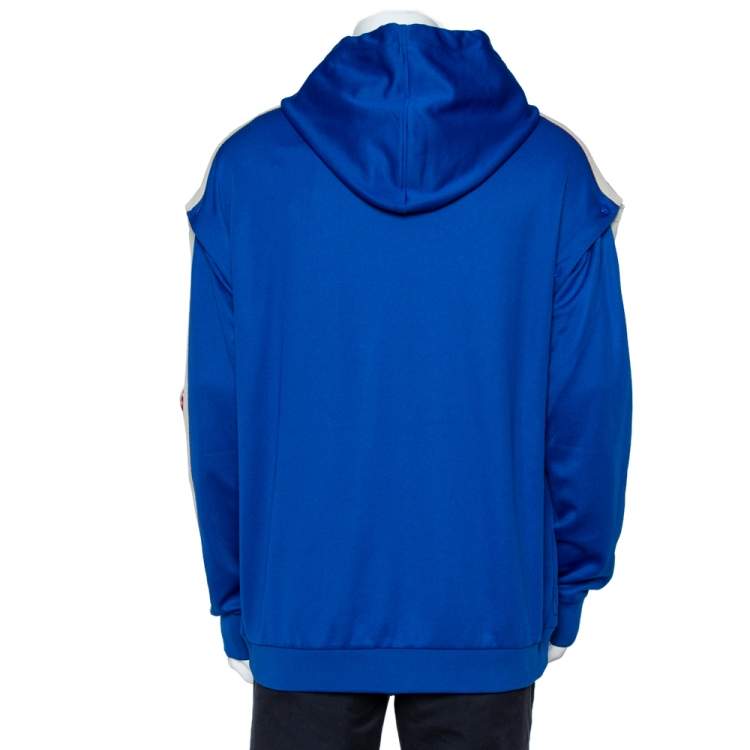 Pre Owned Gucci Blue Detachable Sleeve Detail Zip Front Hoodie L